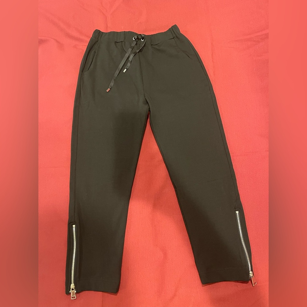 Women's Black Jogger Pants with Zipper Details